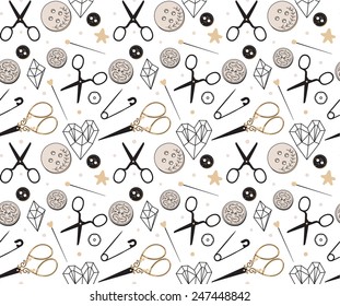 Seamless sewing tools pattern