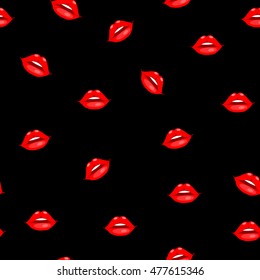 Seamless sexual background with bright red, glistening lips
