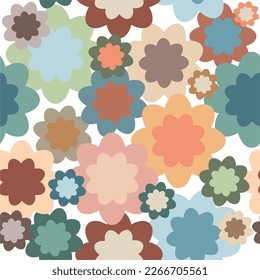 Seamless shabby chic flower pattern isolated on white background. Beautiful design for fabric, textile, fashion, wallpaper, wall decor, cards, and greetings. Flower doodle.