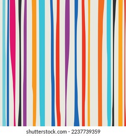 Seamless shabby colorful striped pattern. Vector doodle geometric carpet. Hand drawn bright stripes design for ceramic tile, wallpaper, linoleum, textile, web page background.