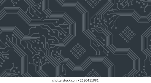 Nahtloses Schattenmuster der Mainboard-Technologie auf schwarzem Hintergrund.