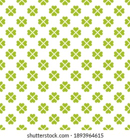 Seamless shamrock background with green outline leaves on white background. St Patrick day vector illustration. Irish flat clover ornament. Good for print on paper and fabric
