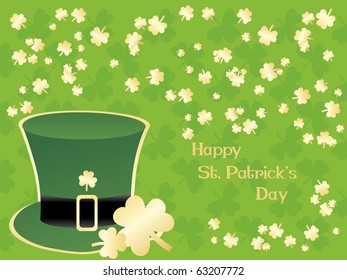 seamless shamrock background with isolated leprechaun hat