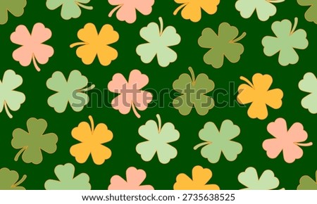 Seamless Shamrock Clover St. Patrick's Day Green Celebration Modern Background. St. Patrick's Day Seamless pattern. Clover seamless pattern