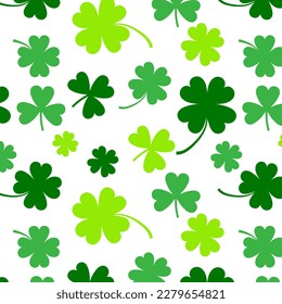 Seamless shamrock pattern for St. Patrick's day celebrate. Vector background.