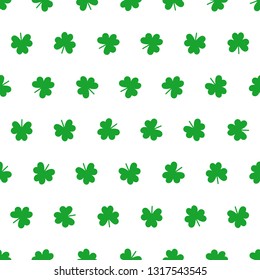 Seamless shamrock pattern in white and green.