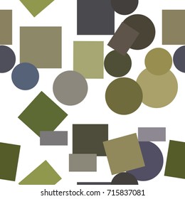 Seamless shape of ellipse & square box, abstract geometric background pattern. Vector illustration graphic.