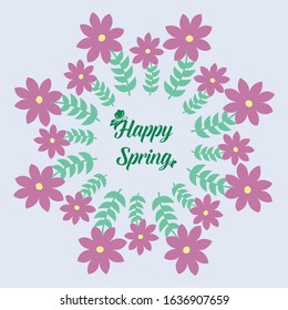 Seamless Shape of happy spring greeting card, with beautiful leaf and flower frame. Vector