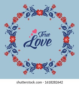 Seamless shape pattern of leaf and red flower frame, for true love greeting card template decor. Vector
