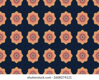 Seamless Shape Wallpaper Background Cloth Decoration Textile Visual Texture Endless Luxury Graphic Template Interior Fashion Art Fabric Geometric Tile Perspective Design Digital Symmetric Pattern.
