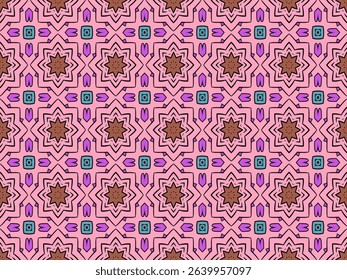 Seamless Shape Wallpaper Design Tile Cloth Fabric Interior Perspective Endless Template Symmetric Decoration Luxury Textile Graphic Texture Fashion Digital Geometric Background Visual Art Pattern.