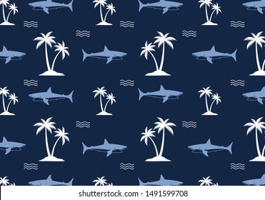 seamless shark pattern vector illustration. 