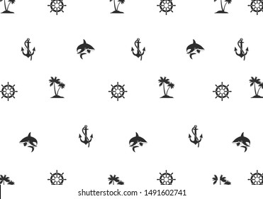 seamless shark pattern vector illustration. seamless pattern helm anchor shark vector coconut palm tree island nautical boat sea ocean isolated tropical wallpaper