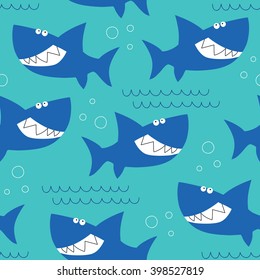 Seamless Shark Pattern Vector Illustration