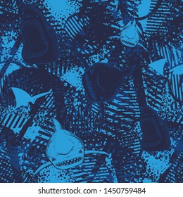Seamless shark print. Abstract repeated sea predator pattern 