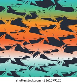 
Seamless shark print. Abstract repeated sea predator pattern