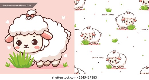 Seamless Sheep And Grass Cute By MOHAMADFANI
