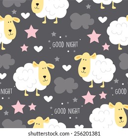 seamless sheep pattern vector illustration