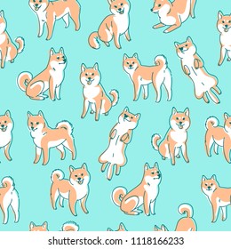 Seamless shiba inu pattern