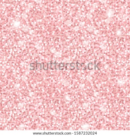 Seamless shiny glitter pattern for holiday, wedding. Texture with pink shiny confetti or fabric with sequins. Vector pink gold background.