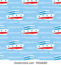 Seamless ships pattern. vector