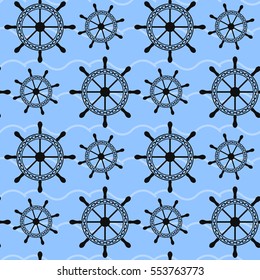Seamless ships steering wheel vector pattern