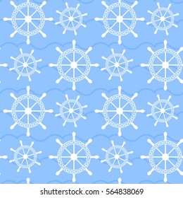 Seamless ships steering wheel vector pattern
