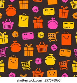 seamless shopping bright color background pattern