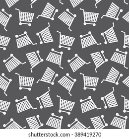 Seamless Shopping Cart Pattern Monochrome Background Texture