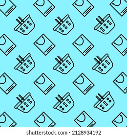Seamless shopping icons pattern on blue background.isolate background.