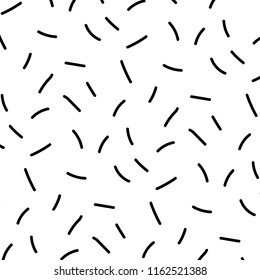 Seamless Short Black Lines White Background Two-Tone Black And White Vector Pattern