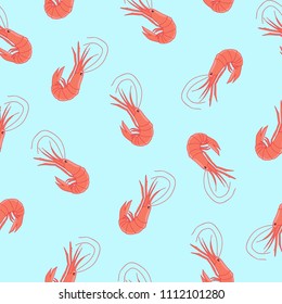 seamless shrimp on a blue background