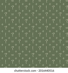 Seamless signs. Questions, pluses, exclamation marks, equal. Print for printing.