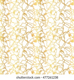 Seamless Silhouette Cracks, Ground Background. Gold Crackle/ Marble Texture. Vector Illustration