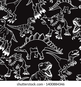 Seamless  silhouette  Dino pattern, print for T-shirts, textiles, wrapping paper, web. Original design with t-rex, dinosaur.  grunge design for boys and girls