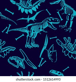 Seamless  silhouette  Dino pattern, print for T-shirts, textiles, wrapping paper, web. Original design with t-rex, dinosaur.  grunge design for boys and girls