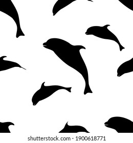 seamless silhouette dolphin fish jumping vector illustration