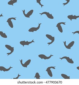 Seamless Silhouette fish pattern.