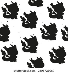 Seamless silhouette pattern character dragon