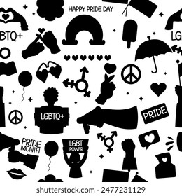 Seamless silhouette pattern Lgbt elements pride month