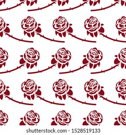 Seamless Silhouette Red Roses Pattern. Vector Art EPS 10.