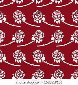 Seamless Silhouette White Roses Pattern. Vector Illustration EPS 10.