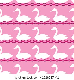 Seamless Silhouette White Swan Pattern. Vector Illustration EPS 10.