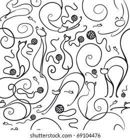 Seamless silhouettes cats pattern