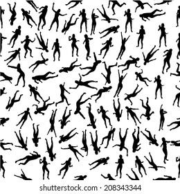 Seamless silhouettes of girls. Vector 