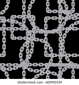 seamless silver chain abstract geometric with black background