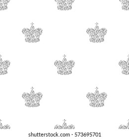 seamless silver glitter crown pattern background