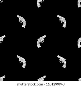 seamless silver glitter gun stamp on black background