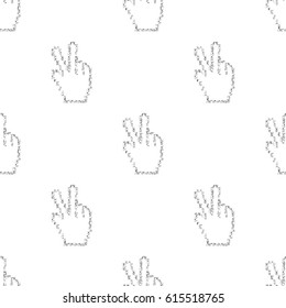 seamless silver glitter pixel v sign pattern background