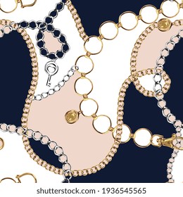 seamless silver and gold chain laces pattern 